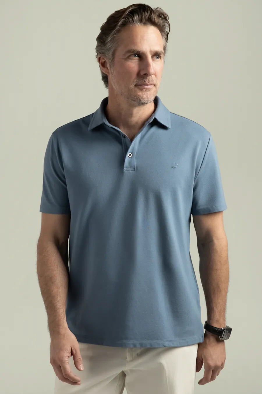El Capitán Micro-Piqué Polo in slate blue.